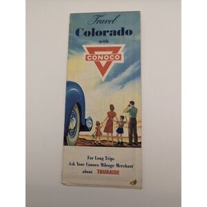 Vintage 1950s Conoco Colorado Travel Map Brochure Road Atlas  READ